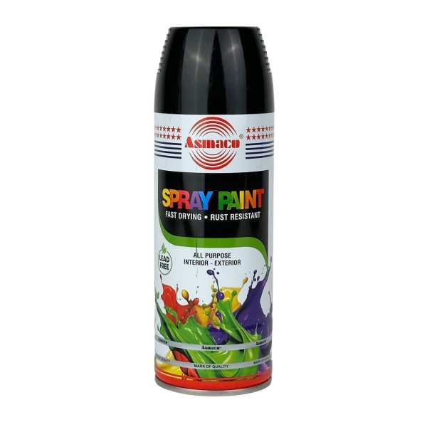 Фарба аерозольна акрилова 400 мл ASMACO RAL 9005 глянцева чорний