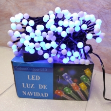 / Світлодіодна гірлянда-нитка чорний дріт 200 LED Xmas біла матова 12.5 м 8 режимів синій