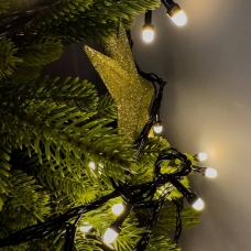 Світлодіодна гірлянда-нитка чорний дріт 200 LED Xmas кулька маленька матова 12.5 м 8 режимів теплий білий