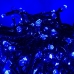 Світлодіодна гірлянда-нитка чорний дріт 200 LED Xmas рубін 9 м 8 режимів синій