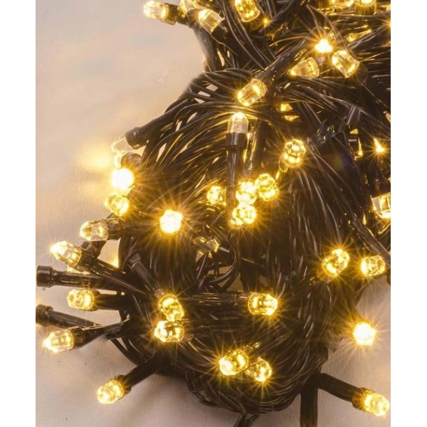 / Світлодіодна гірлянда-нитка чорний дріт 300 LED Xmas рубінка 14 м 8 режимів теплий білий