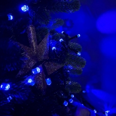 Світлодіодна гірлянда-нитка чорний дріт 500 LED Xmas рубін 17 м 8 режимів синій