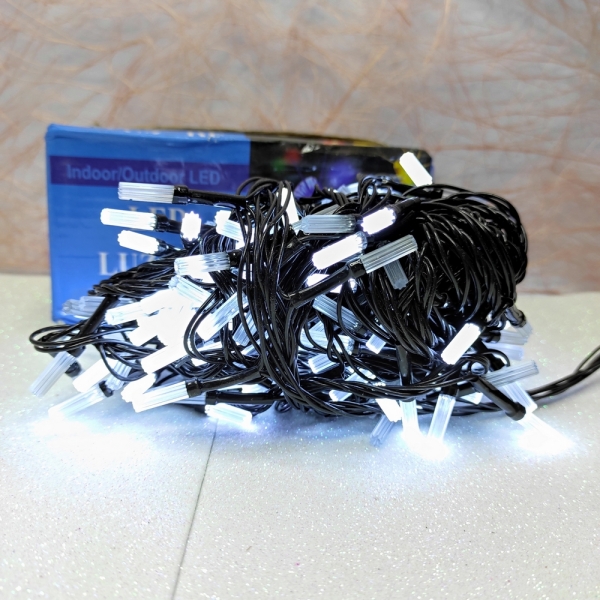 / Світлодіодна гірлянда-нитка чорний дріт 200 LED Xmas матова гексагональна 10 м 8 режимів білий