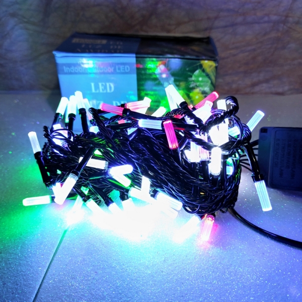 / Світлодіодна гірлянда-нитка чорний дріт 200 LED Xmas матова гексагональна 7 м 8 режимів мульти