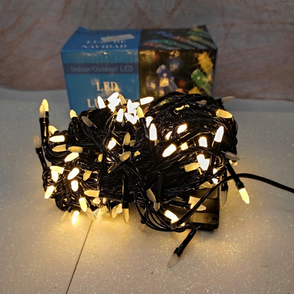 / Світлодіодна гірлянда-нитка чорний дріт 200 LED Xmas матова 9.5 м 8 режимів теплий білий