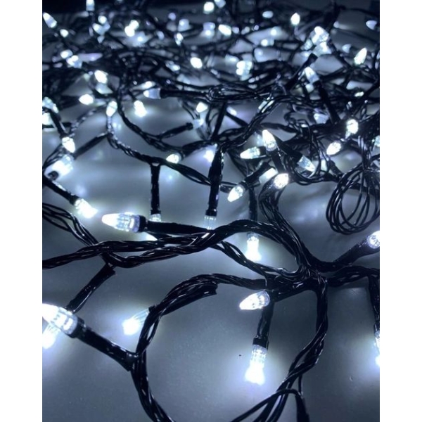 / Світлодіодна гірлянда-нитка чорний дріт 200 LED Xmas 11 м 8 режимів білий