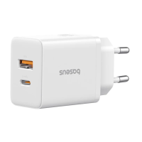 Зарядний блок живлення Type-C+USB Baseus Cube 30 W 12 V 2.5 А білий