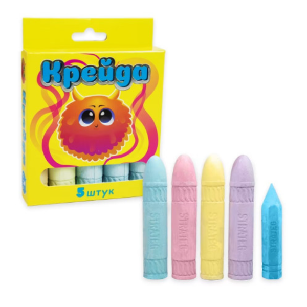 Крейда кольорова 5 штук Strateg 50117 фігурна 5 кольорів