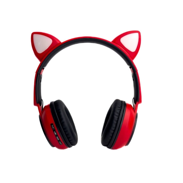 Навушники дитячі бездротові накладні Wireless Earphone ST77M LED MP3 Bluetooth з вушками червоний