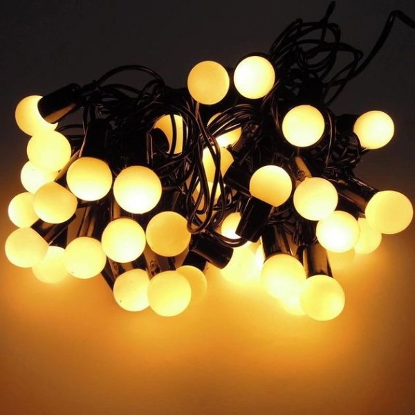 / Світлодіодна гірлянда-нитка чорний дріт 100 LED Xmas біла матова 3.5 м 8 режимів теплий білий