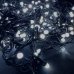 Світлодіодна гірлянда-нитка чорний дріт 200 LED Xmas кулька маленька матова 12.5 м 8 режимів білий