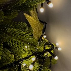 Світлодіодна гірлянда-нитка чорний дріт 200 LED Xmas кулька маленька матова 12.5 м 8 режимів теплий білий