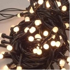 / Світлодіодна гірлянда-нитка чорний дріт 100 LED Xmas матова кругла 6.5 м 8 режимів теплий білий