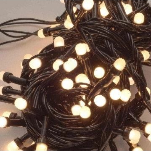 / Світлодіодна гірлянда-нитка чорний дріт 100 LED Xmas матова кругла 6.5 м 8 режимів теплий білий