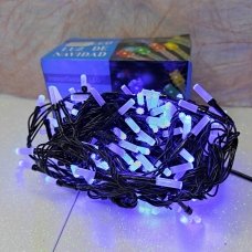 / Світлодіодна гірлянда-нитка чорний дріт 200 LED Xmas матова гексагональна 9.5 м 8 режимів синій