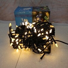 / Світлодіодна гірлянда-нитка чорний дріт 200 LED Xmas матова 9.5 м 8 режимів теплий білий