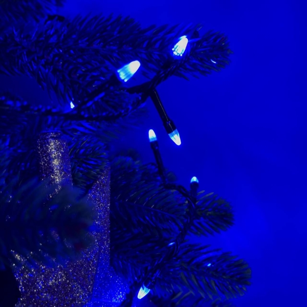 Світлодіодна гірлянда-нитка чорний дріт 300 LED Xmas конус 13 м 8 режимів синій