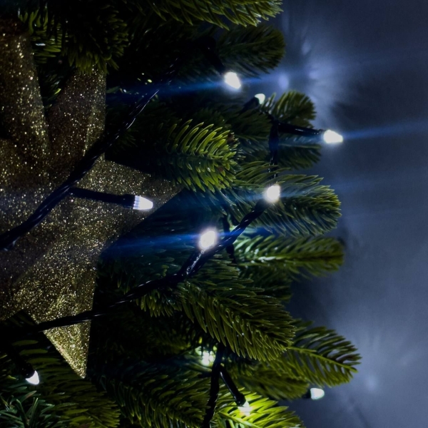 Світлодіодна гірлянда-нитка чорний дріт 300 LED Xmas конус 16 м 8 режимів білий