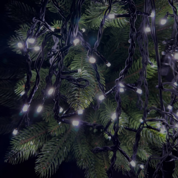 Світлодіодна гірлянда-бахрома вулична чорний дріт 120 LED ліхтарики 6 м білий