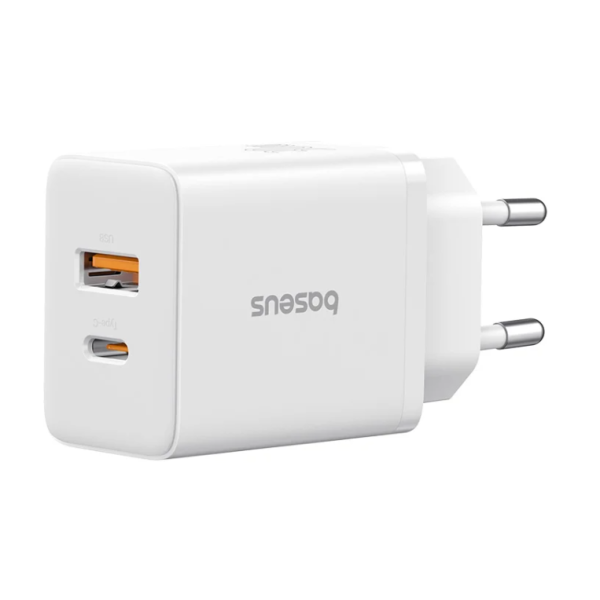 Зарядний блок живлення Type-C+USB Baseus Cube 30 W 12 V 2.5 А білий