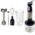 Блендер занурювальний з чашею 5в1 Crownberg СВ-6227 2000 Вт чорний зі сріблястим