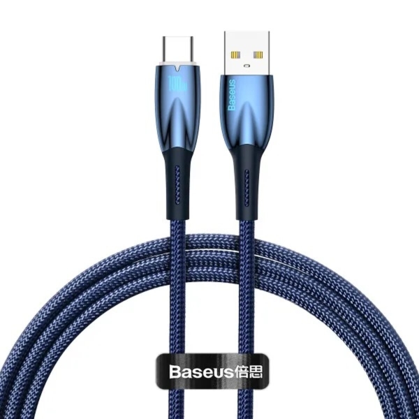 Кабель USB/Type-C 2 м Baseus Glimmer 100 Вт синій Кабель USB/Type-C 2 м Baseus Glimmer 100 Вт синій