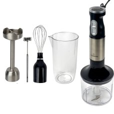 Блендер занурювальний з чашею 5в1 Crownberg СВ-6227 2000 Вт чорний зі сріблястим