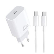 Мережевий зарядний пристрій з кабелем WUW-T108 PD 40W charger with C-C cable new