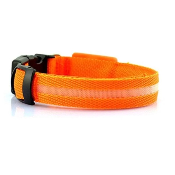 Нашийник текстильний з підсвіткою для собак XXL 60 см від батарейки помаранчевий