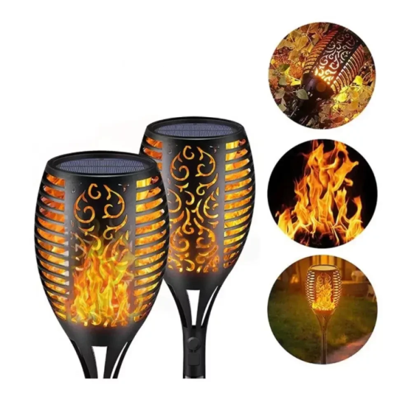 / Водонепроникний ліхтар 52 см з ефектом полум'я Solar flame led light sensor activated