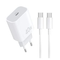 Мережевий зарядний пристрій з кабелем WUW-T108 PD 40W charger with C-C cable new