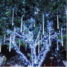 / Світлодіодна гірлянда танучі бурульки прозорий дріт 8 шт (50см) 240 LED Rohs 2.5 м білий