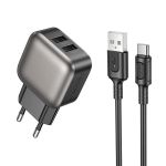 Мережевий зарядний пристрій з кабелем BOROFONE BAS51A Absolute dual-port charger set(Type-C) Black new