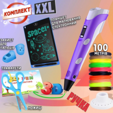 Набір 3D ручка з планшетом 3DPen-6 з ножицями та комплектом пластику 100 м Фіолетовий