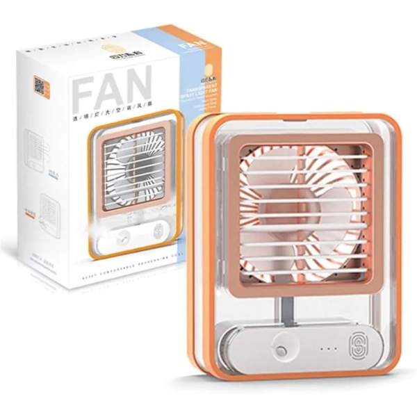 Вентилятор настільний Transparent Spray Light Fan з підсвічуванням 18 х 14 см помаранчевий