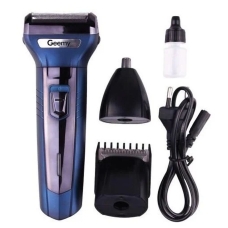Бездротова машинка для стрижки волосся Geemy GM-566 3 насадки чорний з синім
