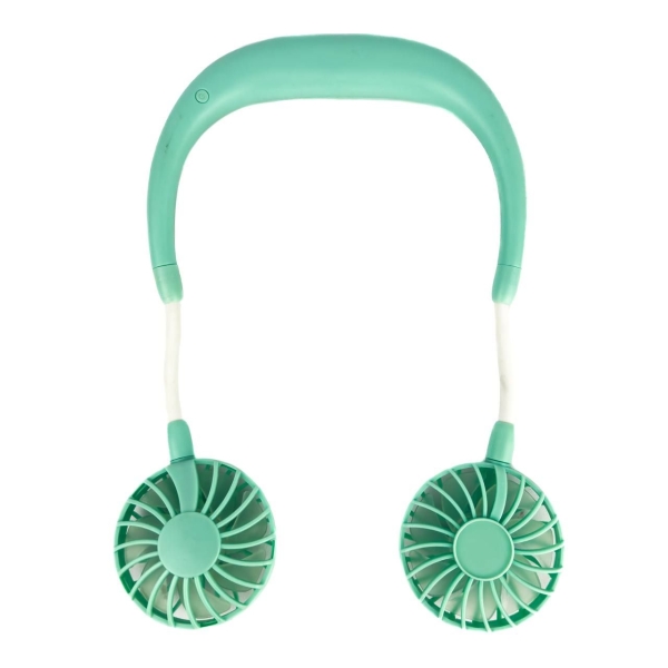 Вентилятор портативний Necklace fan з кріпленням на шию діаметр 8 см зелений