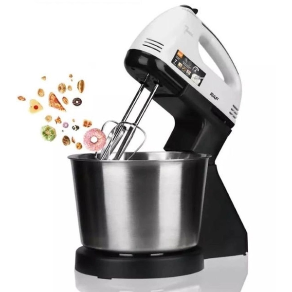/ Міксер ручний стаціонарний з чашею RAF R6637W 250 Вт, 7 швидкостей, 2 л, білий метал
