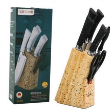 / Набір кухонних ножів Rainberg RB-8806 на 8 предметів з ножицями та підставкою, чорний