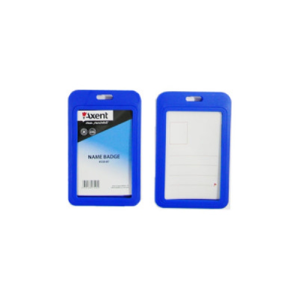 / Бейдж верт. "Axent" 4530-07 50*84 син.