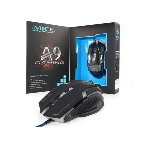 / Дротова ігрова миша iMICE A9, 3600 DPI, 1.8 м, 7 кнопок, з підсвічуванням, чорна