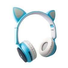 Навушники дитячі бездротові накладні Wireless Earphone ST77M LED MP3 Bluetooth з вушками блакитний