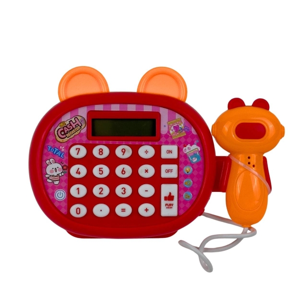Дитячий ігровий набір 3в1 Касовий апарат X858-1G світлові та звукові ефекти червоний з помаранчевим