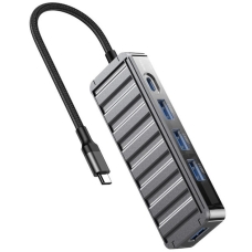 USB-Хаб зовнішній 5 портів XO HUB015 Type-C 0.15 м сірий