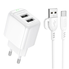Зарядний пристрій з кабелем 2xUSB/Type-C 1 м BOROFONE BAS41A Potential 12 W 5 V 2 А білий