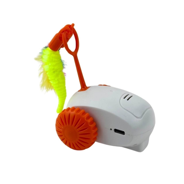 Інтерактивна іграшка для котів Бадмінтон XL-1233 9 см білий з помаранчевим