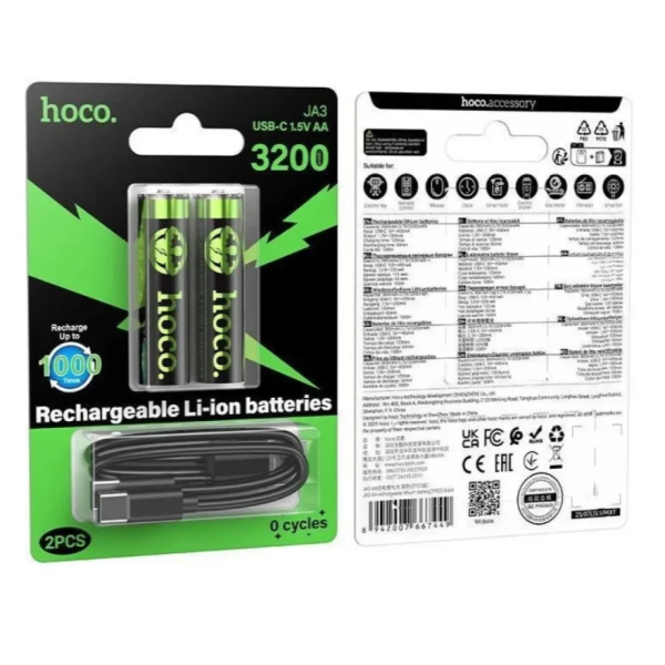 Акумулятори літієві Hoco JA3 AA rechargeable lithium battery(2PCS) 860мАг new