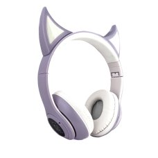 Навушники дитячі бездротові накладні STN-25 LED FM MP3 Bluetooth з вушками фіолетовий