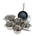 Набір посуду змішаний нержавіюча сталь 12 предметів Grandhoff GR-4720 зі скляними кришками сріблястий Набір посуду змішаний нержавіюча сталь 12 предметів Grandhoff GR-4720 зі скляними кришками сріблястий