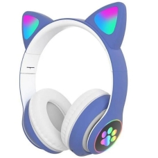 Навушники дитячі бездротові накладні Cat VZV-23M LED MP3 Bluetooth з вушками синій